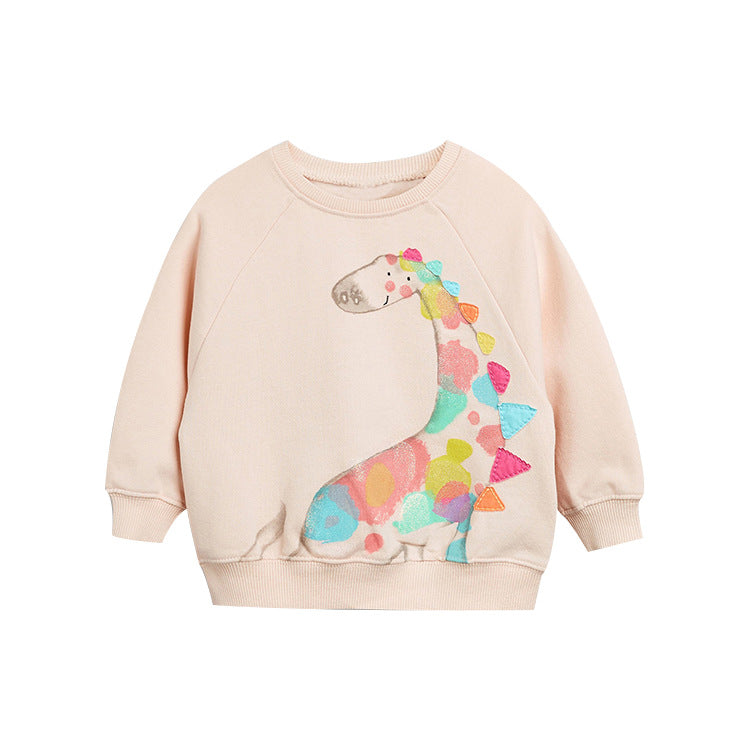 Mädchen Rundhalspullover mit buntem Giraffen-Print
