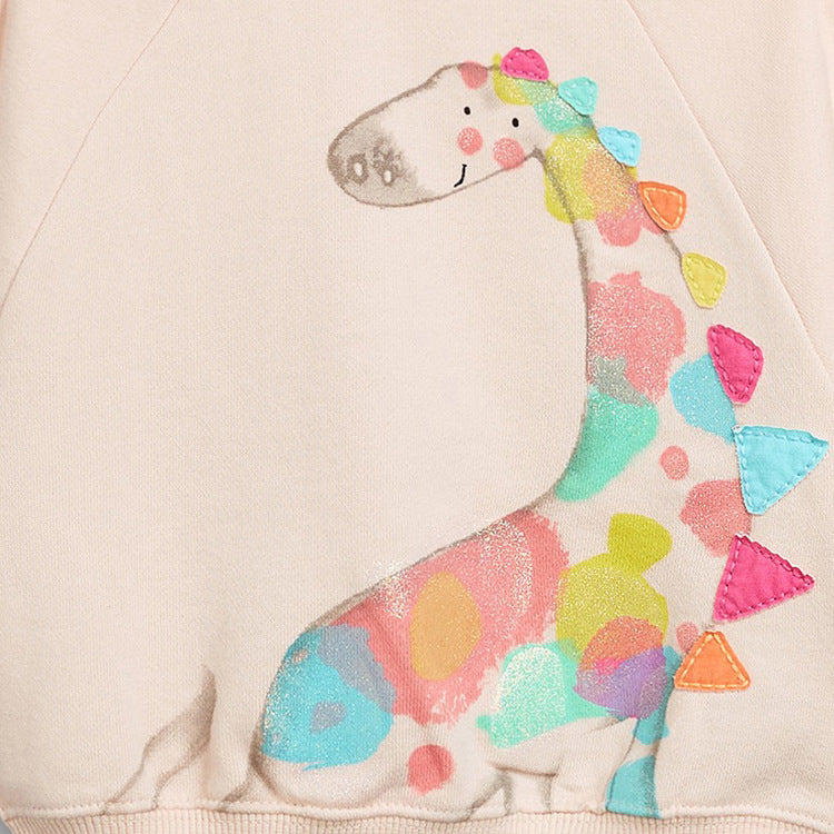 Mädchen Rundhalspullover mit buntem Giraffen-Print