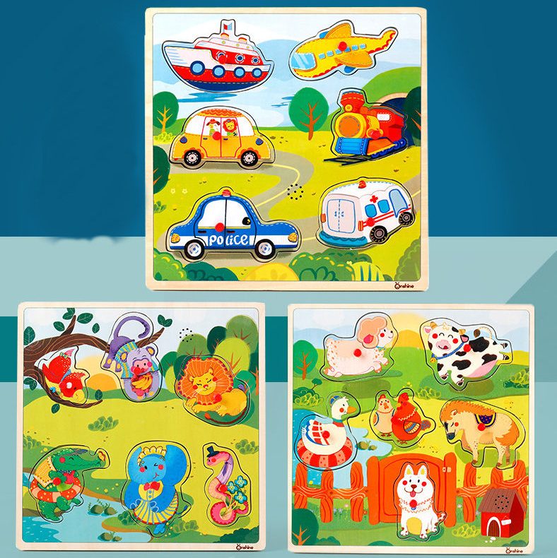 Holzpuzzle mit Soundeffekten für die Entwicklung von Kleinkindern