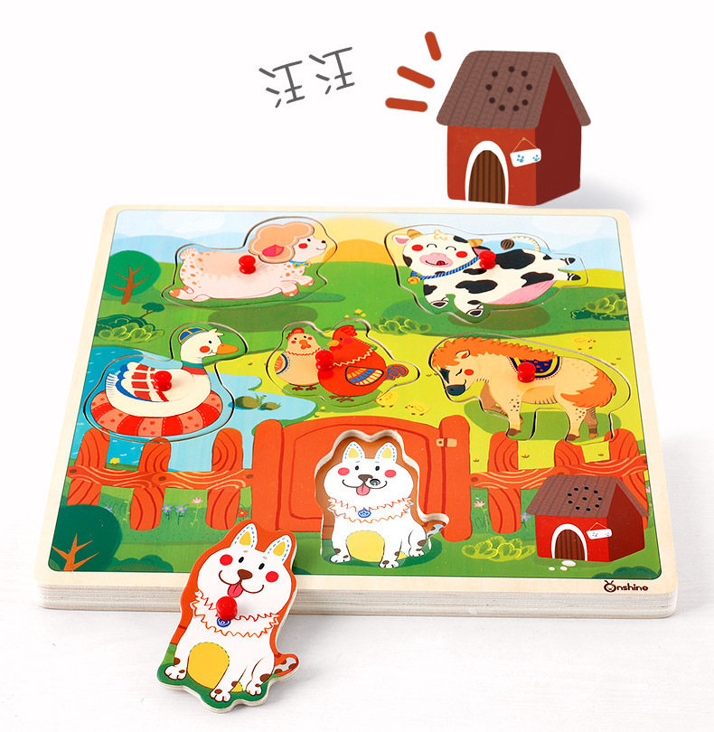 Holzpuzzle mit Soundeffekten für die Entwicklung von Kleinkindern