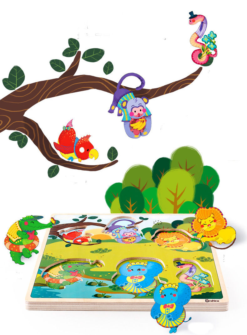 Holzpuzzle mit Soundeffekten für die Entwicklung von Kleinkindern