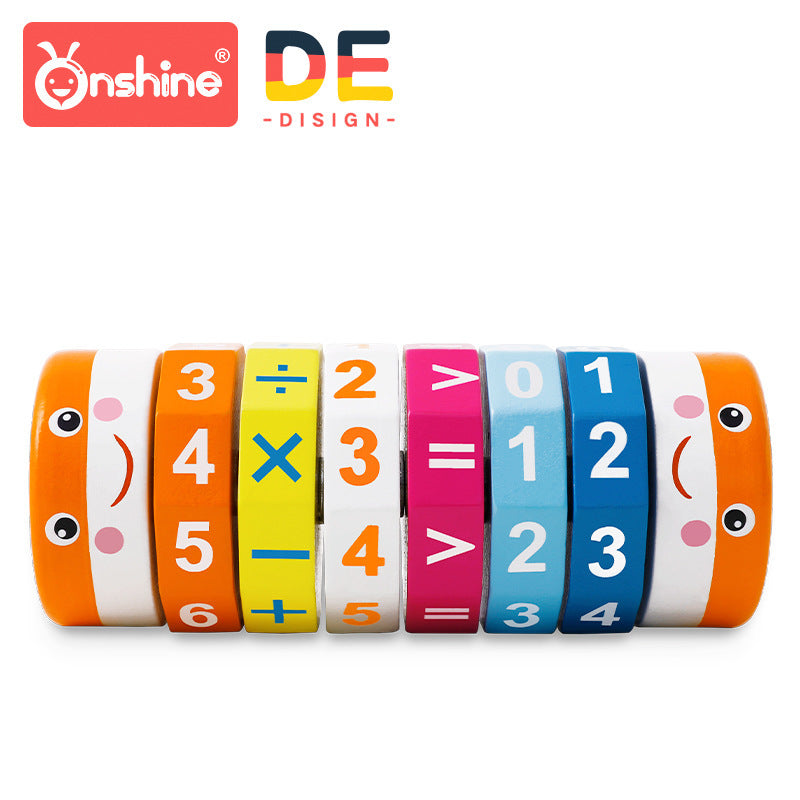 Puzzle mathématiques avec les nombres arithmétique cylindrique multicolore en bois