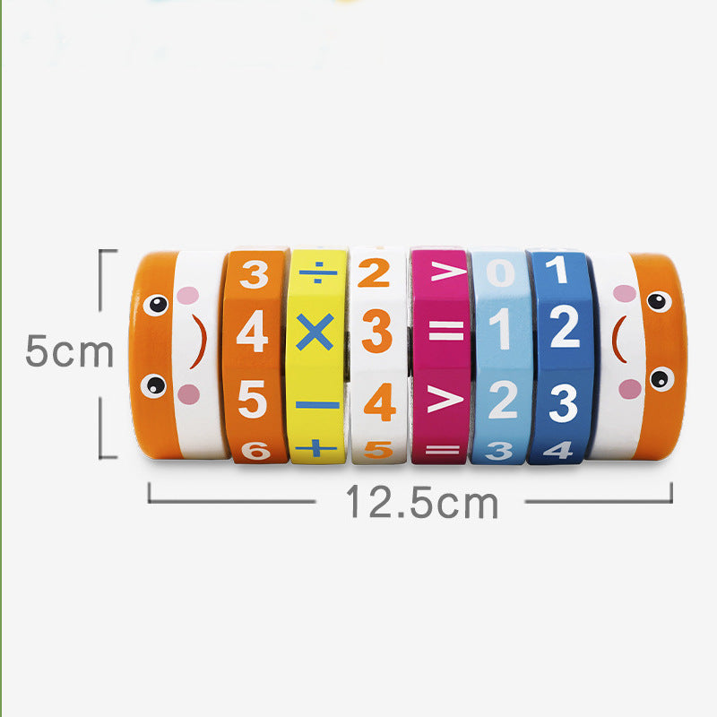 Puzzle mathématiques avec les nombres arithmétique cylindrique multicolore en bois