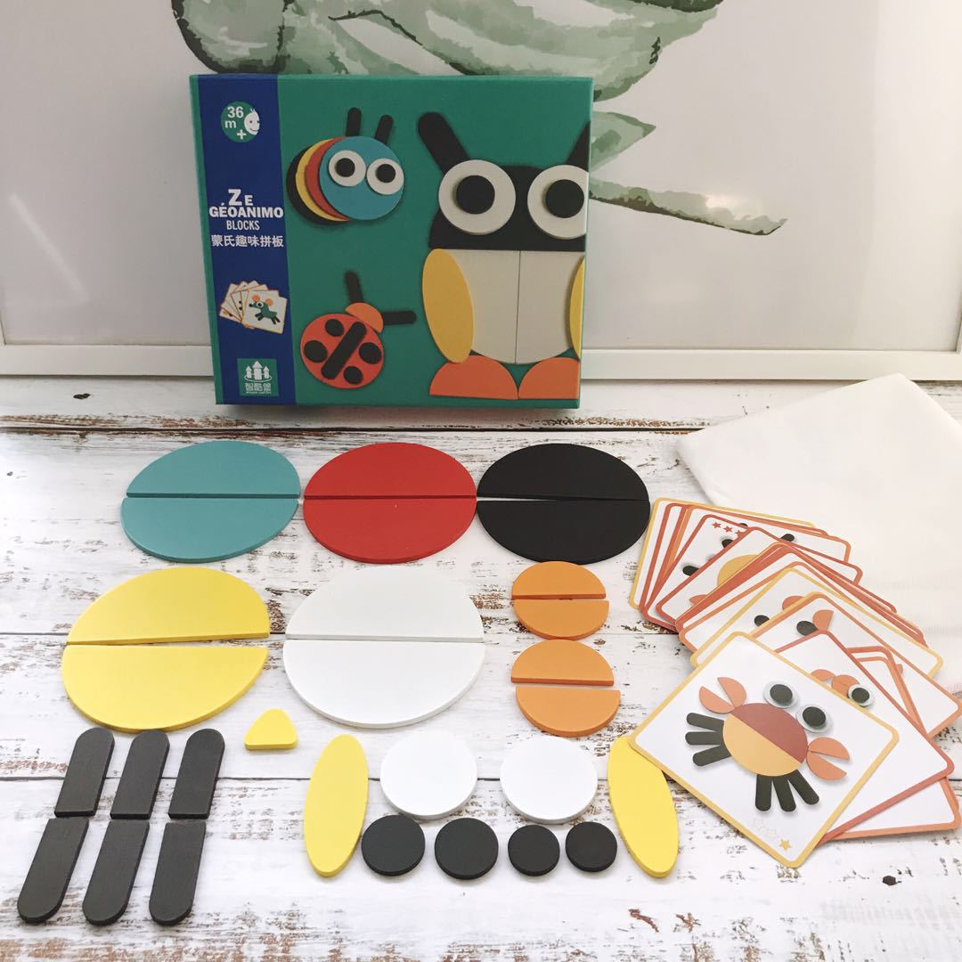 Tangram de madera "Animales" para niños, juguetes de desarrollo Montessori
