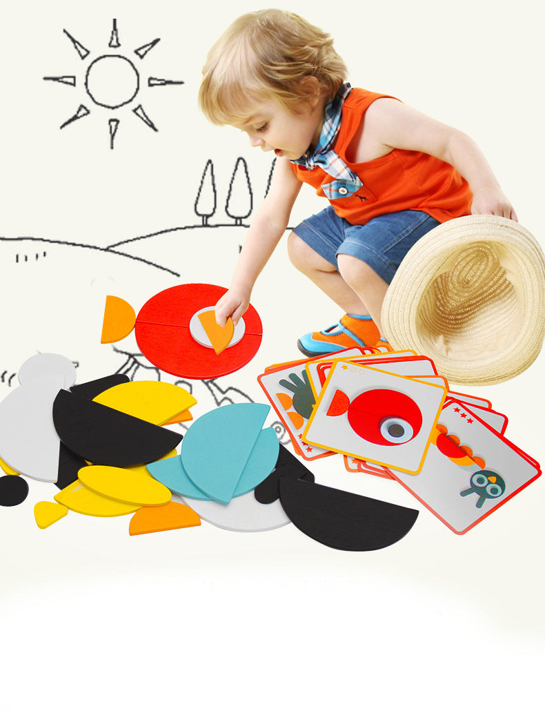 Tangram de madera "Animales" para niños, juguetes de desarrollo Montessori