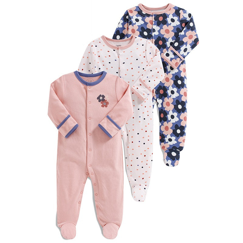 Baby-Schlafanzug mit Automustern für Jungen und Mädchen, neutrale Baumwolle - 3er-Set