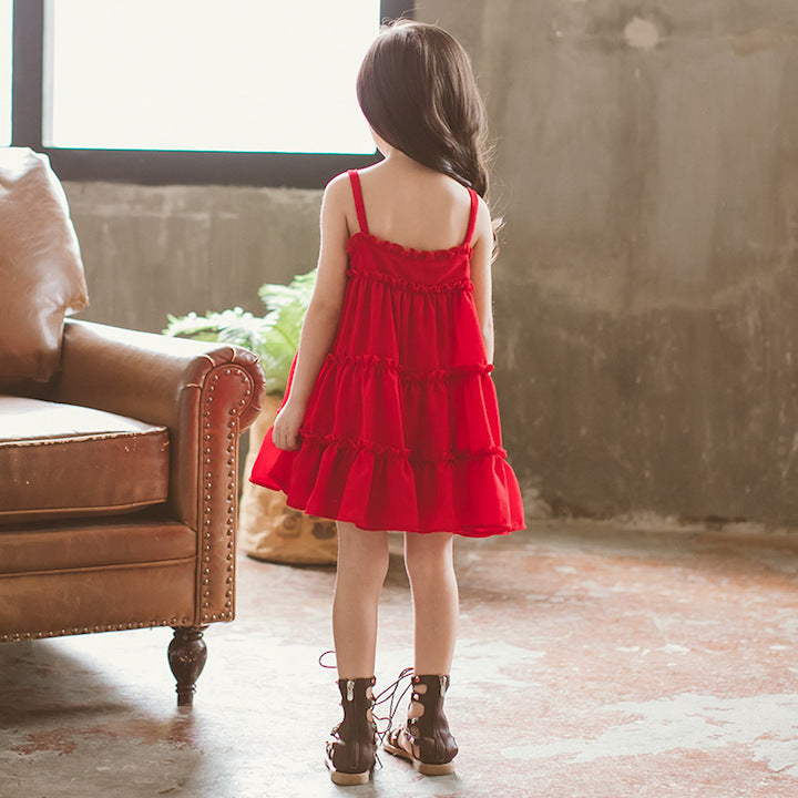 Einfarbiges Trägerkleid für Mädchen
