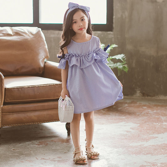 Robe rayée à épaules dénudées pour fille