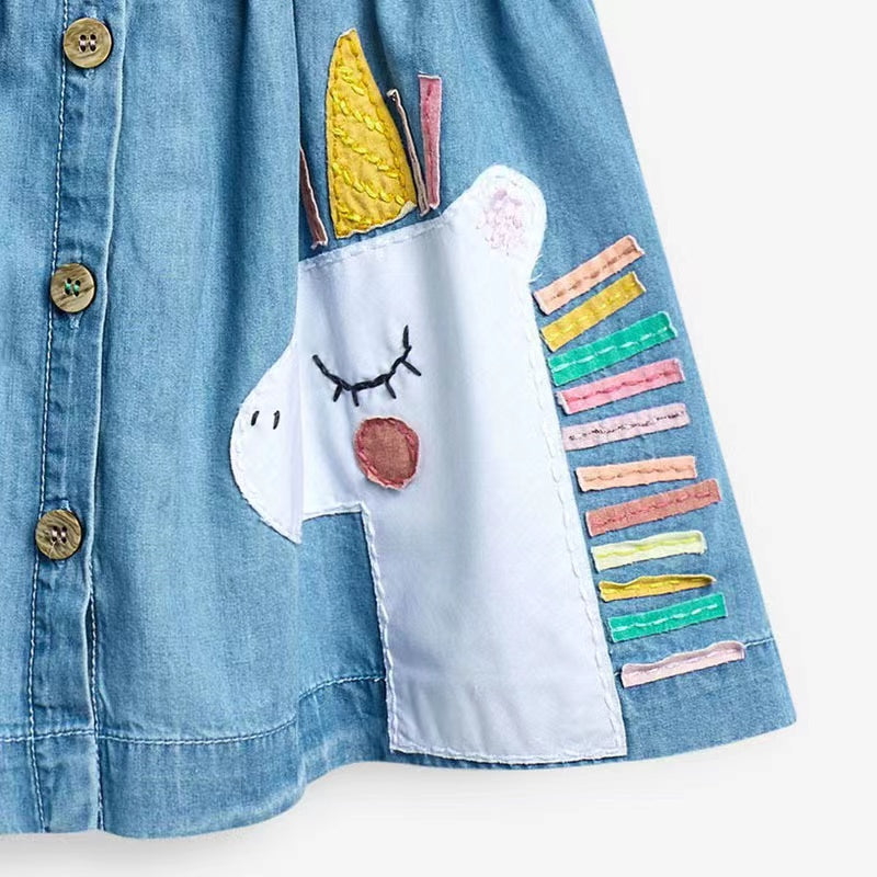 Ärmelloses Jeanskleid für Mädchen mit Animalprint