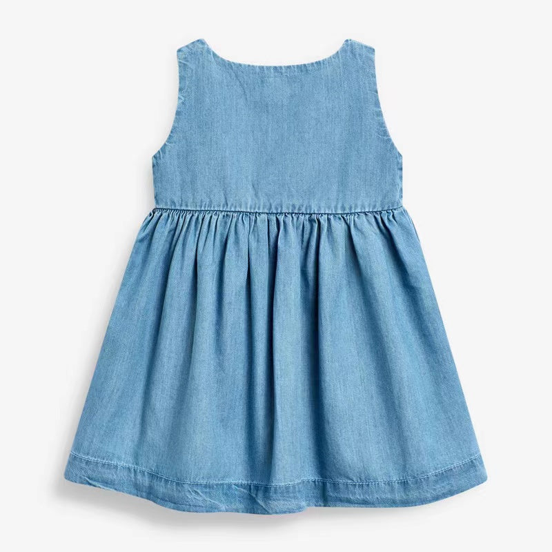 Ärmelloses Jeanskleid für Mädchen mit Animalprint