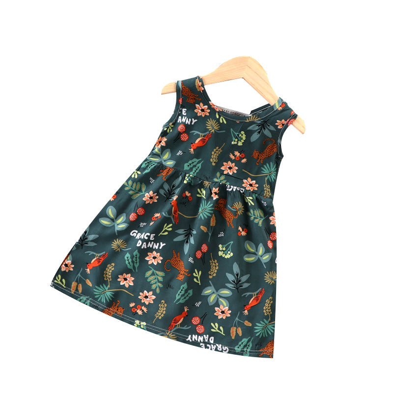 Ärmelloses Kleid für Babymädchen mit bunten Mustern für Frühling und Sommer