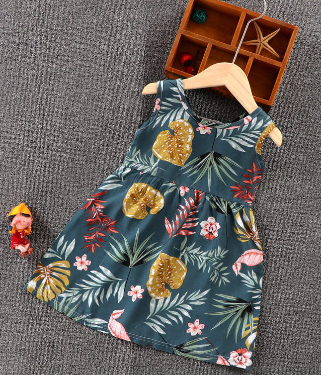 Ärmelloses Kleid für Babymädchen mit bunten Mustern für Frühling und Sommer