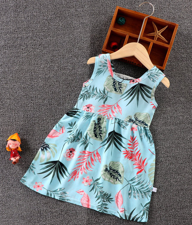 Ärmelloses Kleid für Babymädchen mit bunten Mustern für Frühling und Sommer