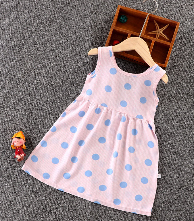 Ärmelloses Kleid für Babymädchen mit bunten Mustern für Frühling und Sommer