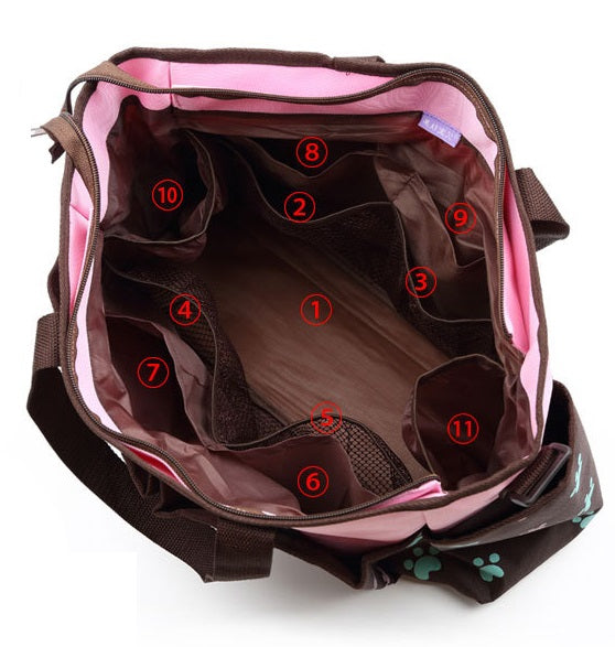 Bolsa de pañales para madres jóvenes con múltiples bolsillos y gran capacidad.