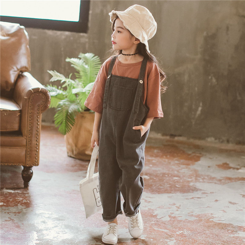 Lässiger, verkürzter Denim-Overall für Mädchen