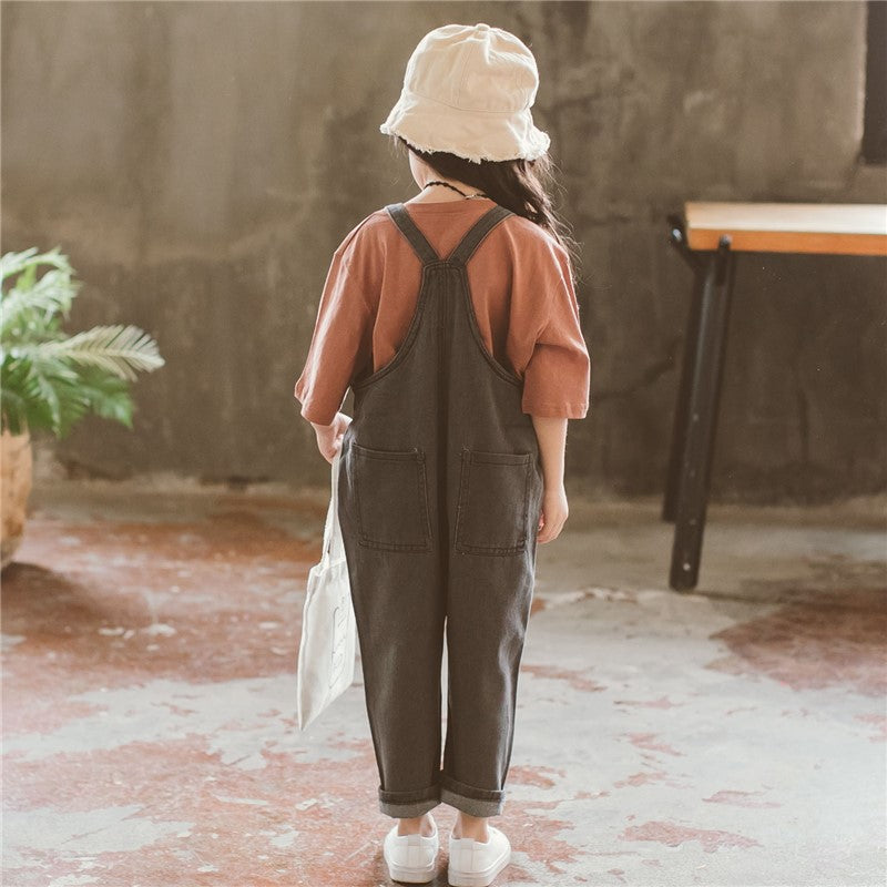 Lässiger, verkürzter Denim-Overall für Mädchen