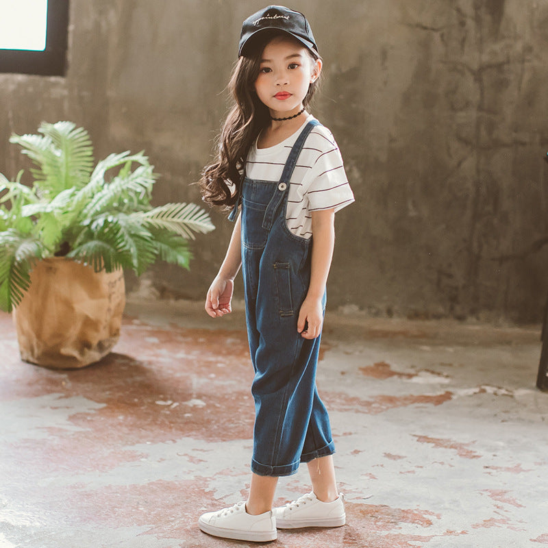 Lässiger, verkürzter Denim-Overall für Mädchen