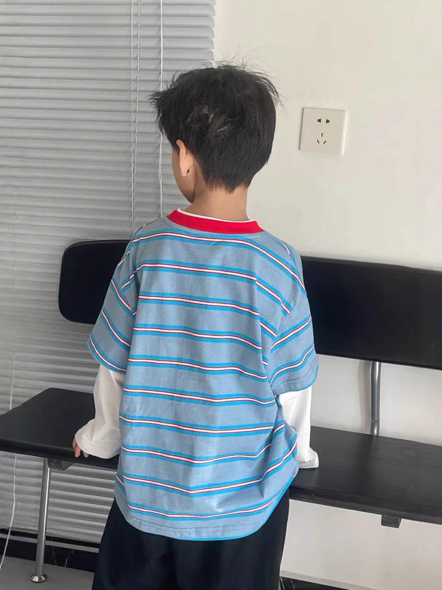 T-shirt à manches longues superposé en coton pour garçons