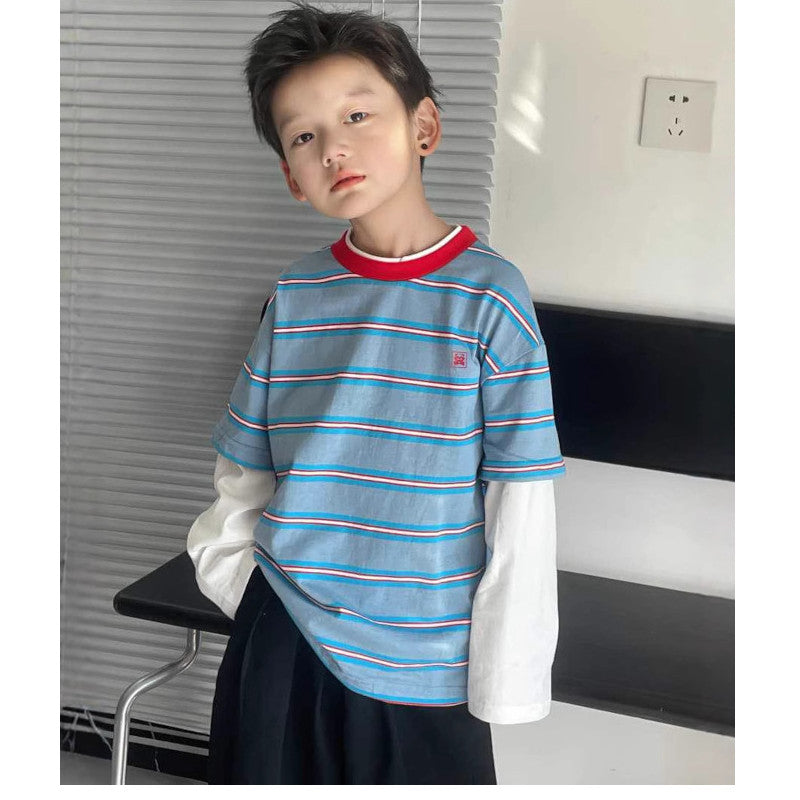 T-shirt à manches longues superposé en coton pour garçons