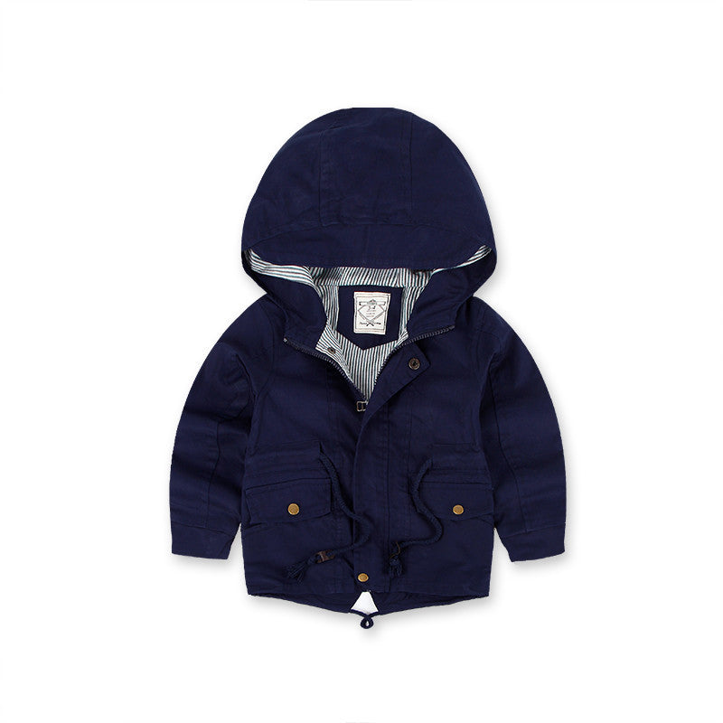 Trenchcoat mit Kapuze für Kinder und mehreren Taschen