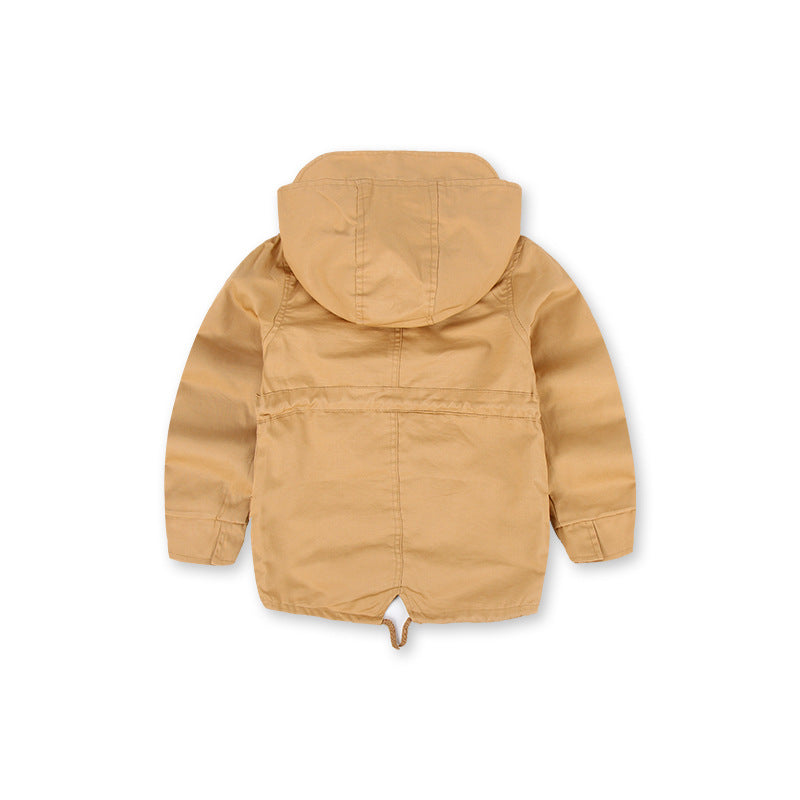 Trenchcoat mit Kapuze für Kinder und mehreren Taschen