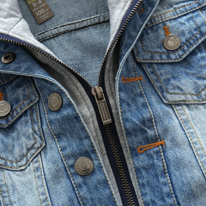 Jeansjacke mit Kapuze aus Baumwolle für Kleinkinder