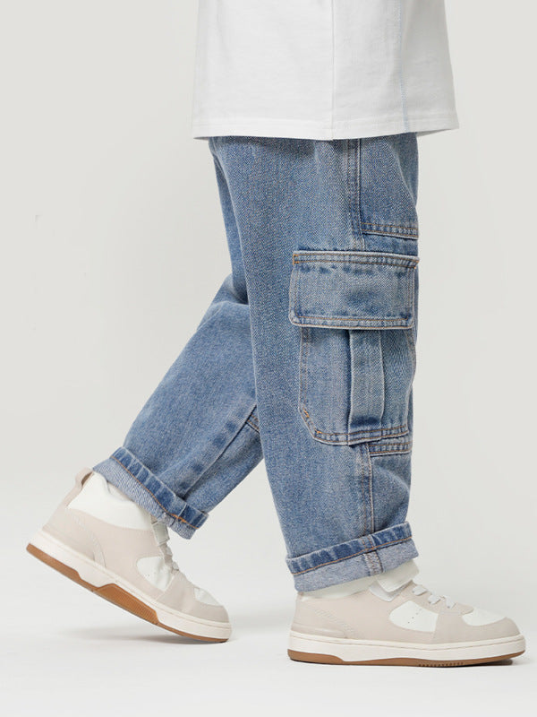 Pantalon Cargo en Jean pour Garçon - Taille Élastique