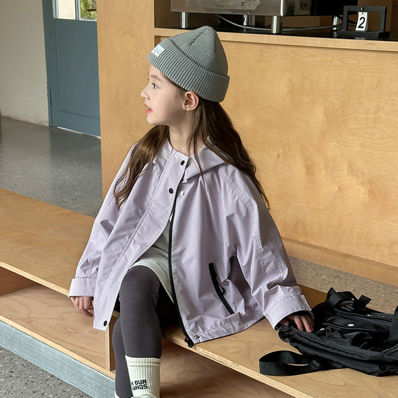 Veste coupe-vent imperméable enfant – Capuche, poches zippées