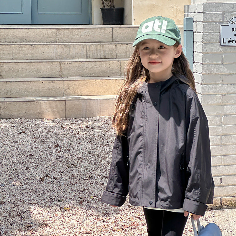 Veste coupe-vent imperméable enfant – Capuche, poches zippées
