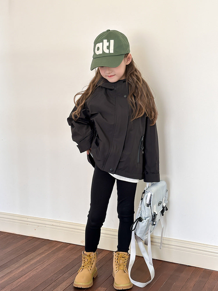 Veste coupe-vent imperméable enfant – Capuche, poches zippées