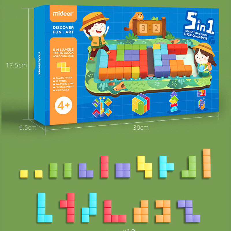 Cube "cinq en un" theme aventure dans la jungle éducatif pour enfant