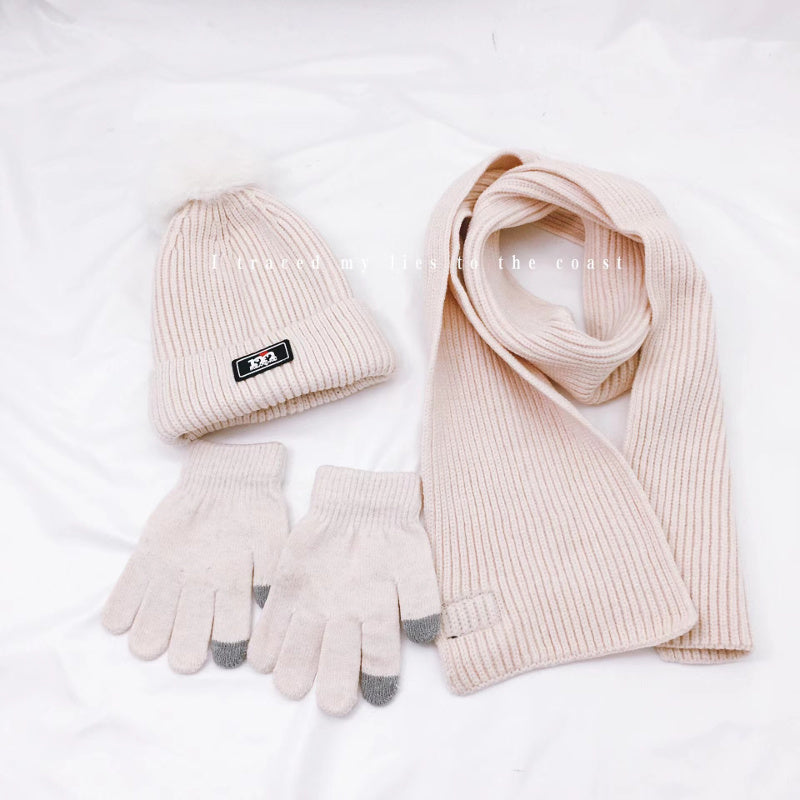 Ensemble bonnet écharpe gants en laine pour enfant