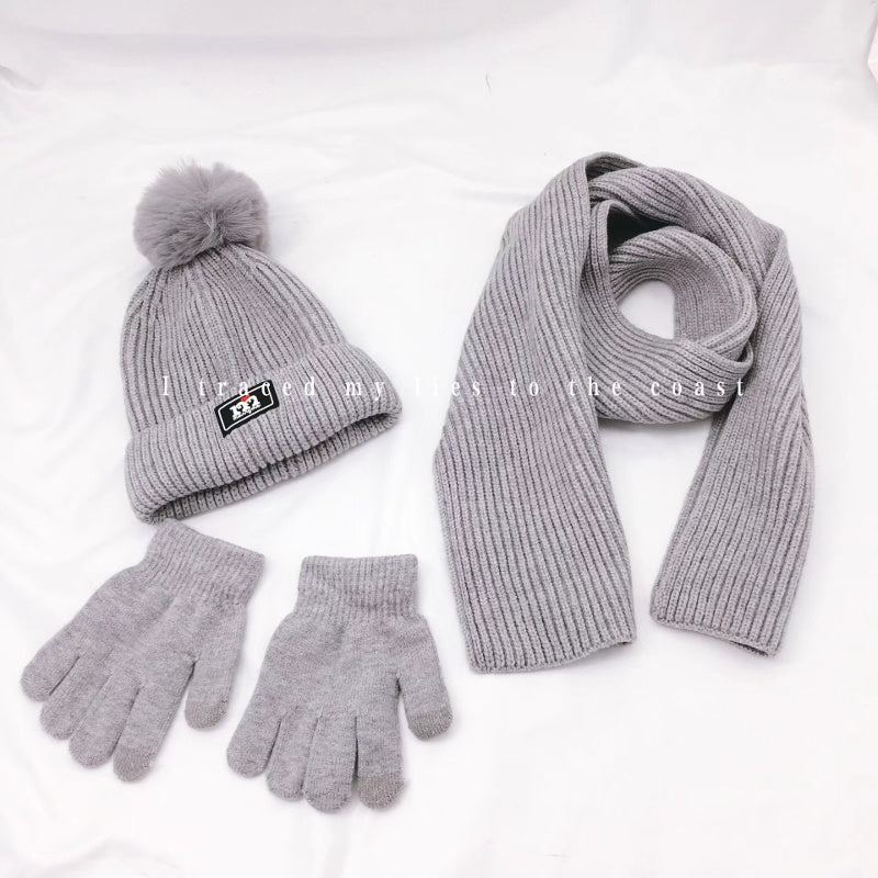Ensemble bonnet écharpe gants en laine pour enfant