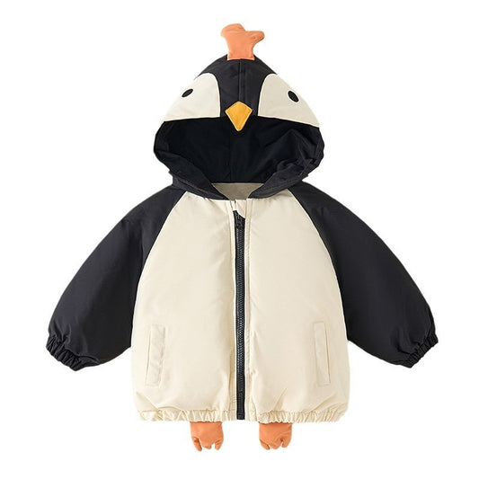 Doudoune Enfant Style Pingouin – Capuche, Imperméable et Coupe-Vent