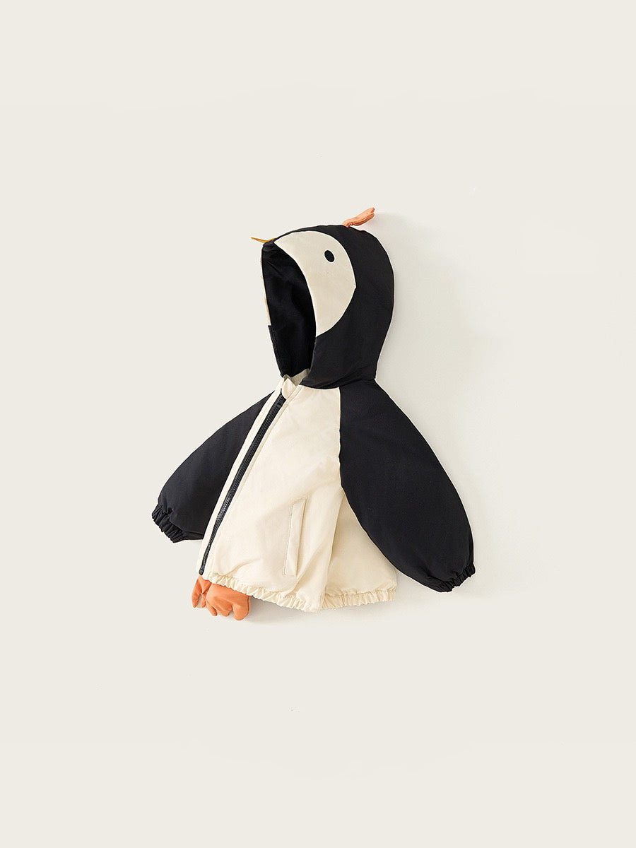 Doudoune Enfant Style Pingouin – Capuche, Imperméable et Coupe-Vent