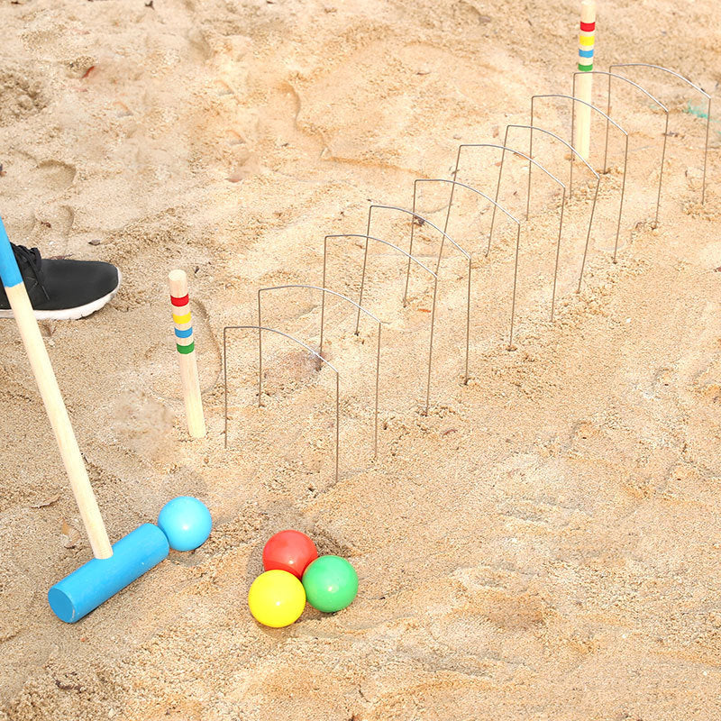 Jeu de croquet en bois coloré pour enfants