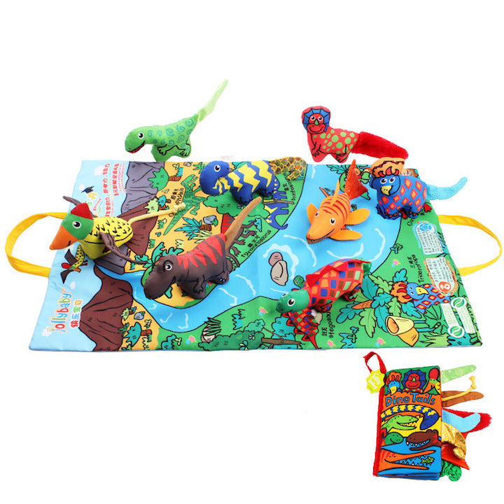 Libro de alfombras de tela para bebé con peluches de animales de la selva