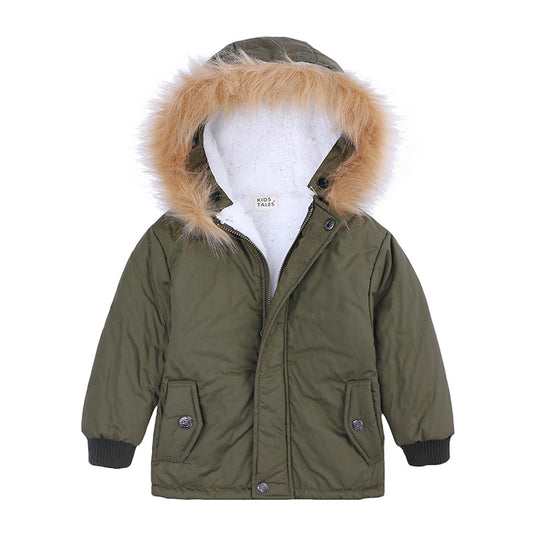 Parka infantil con capucha de pelo de invierno