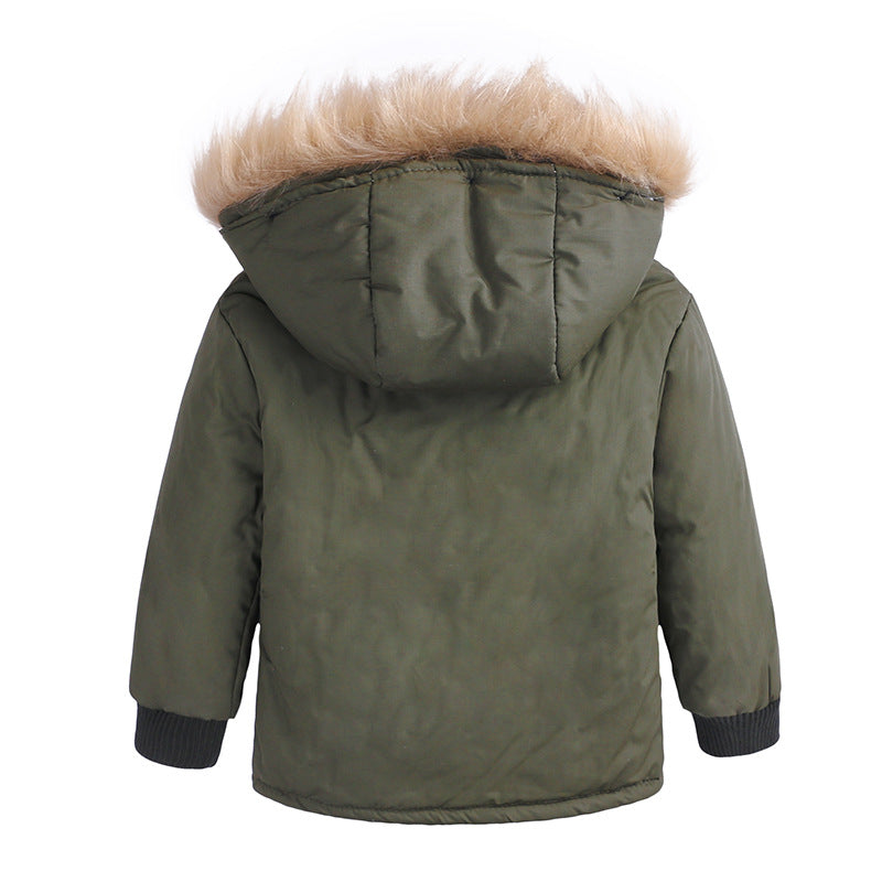Parka infantil con capucha de pelo de invierno