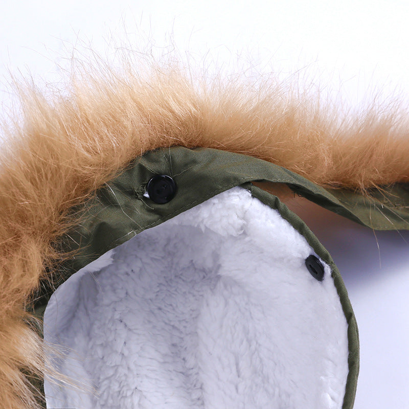 Parka infantil con capucha de pelo de invierno