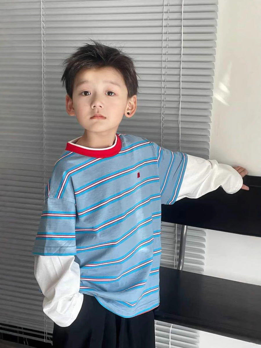 Langärmliges Baumwoll-Lagen-T-Shirt für Jungen