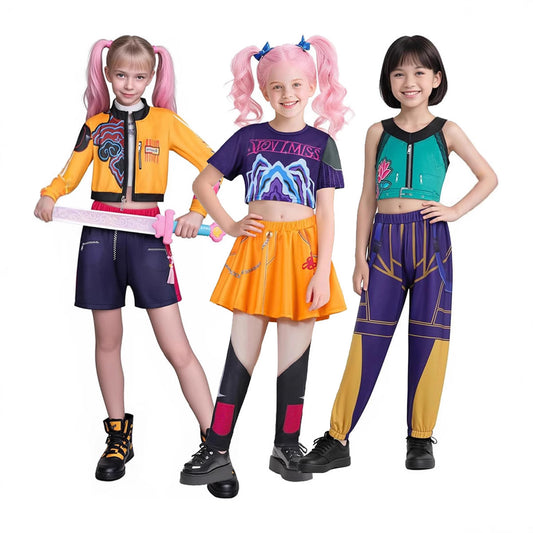 Déguisement Cosplay K-Pop Demon Hunters pour Fille – Costumes Rumi, Mira & Zoey, Halloween & Carnaval